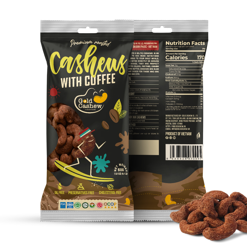 Premium Roasted Cashews With Coffee 50g